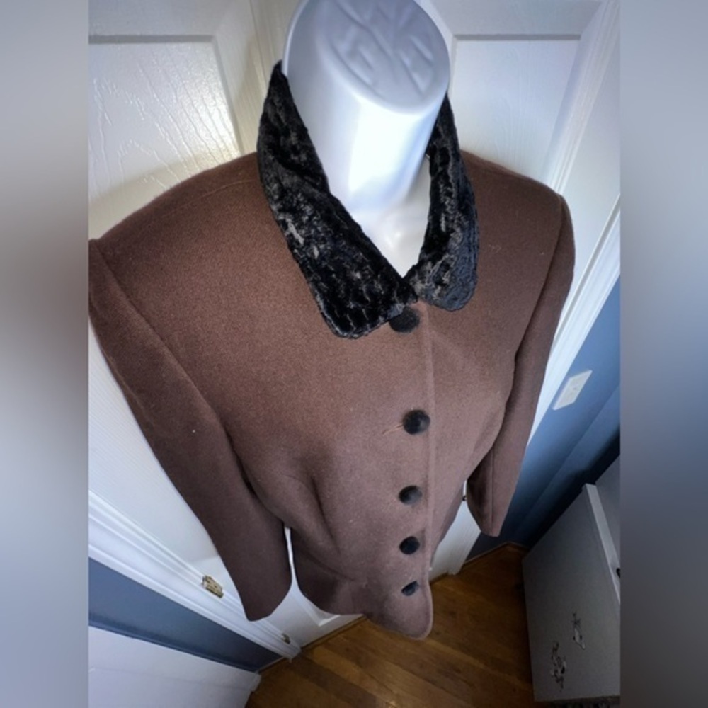 Vtg Summit Hill Women’s 10 100% Wool Brown Blazer Jacket Velvet Collar M Classic - Picture 6 of 14